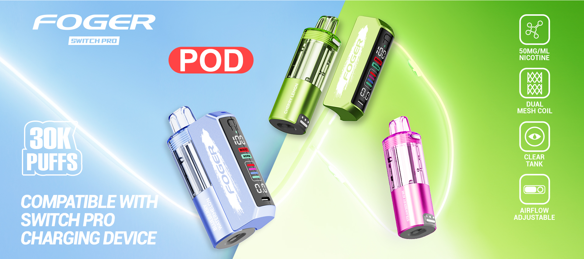 Foger Vape Refill & Pods — Switch Pro 30K Replacement Pods.